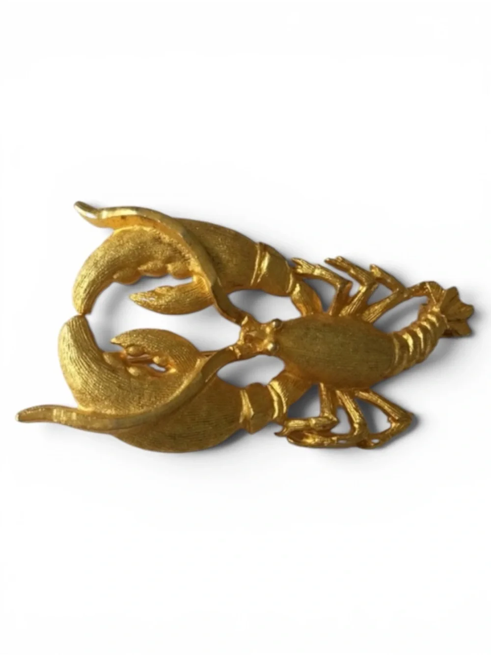 Vintage 1960s-70s Brushed Gold‑Tone Lobster Brooch